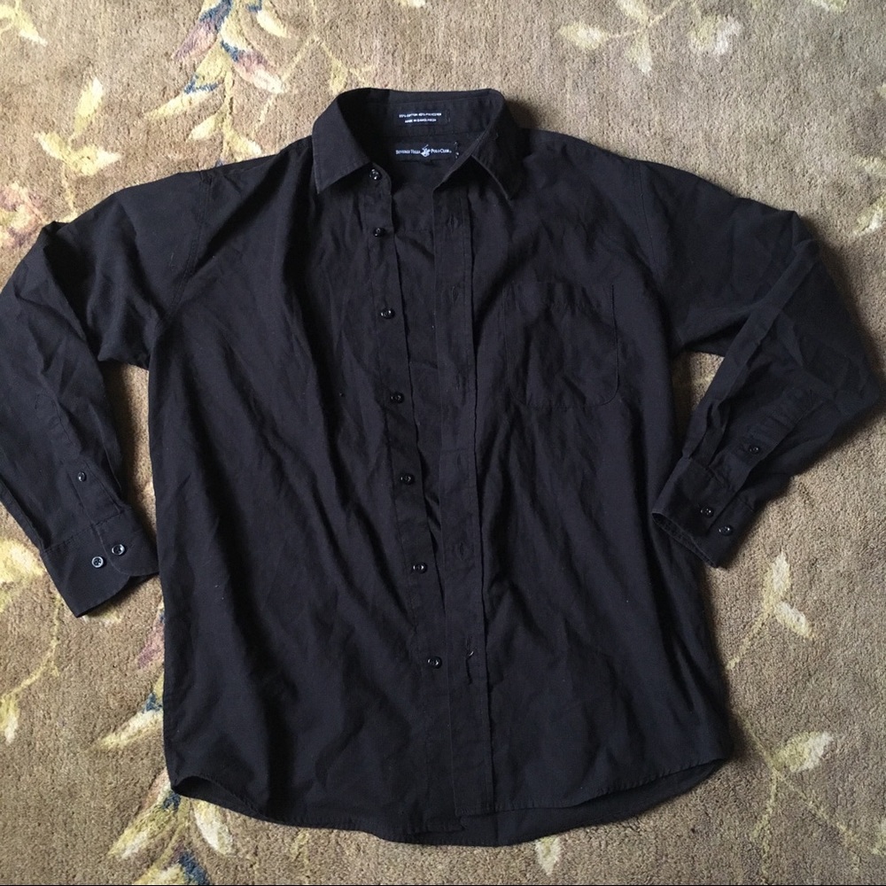 polo black button down shirt